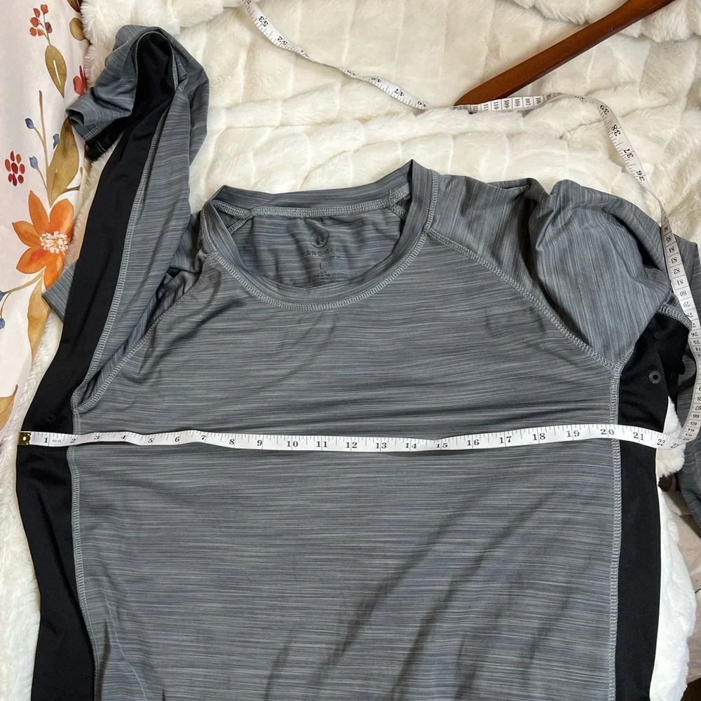 Hang Ten Mens Womens L Unisex Long Sleeve Rash Guard Grey Black Zip Pocket Beach
